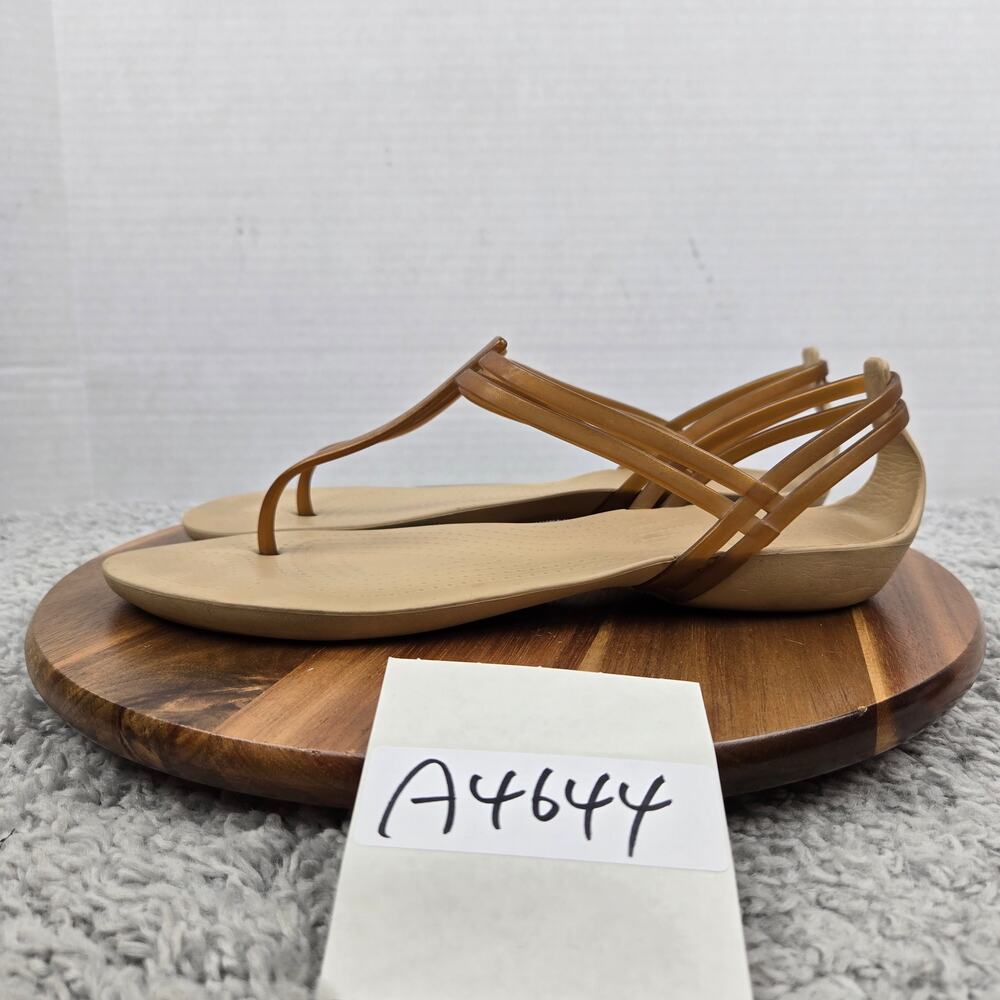 Crocs Isabella Womens 11 Tan Bronze T-Strap Jelly Slip On Slipper Sandals 202467